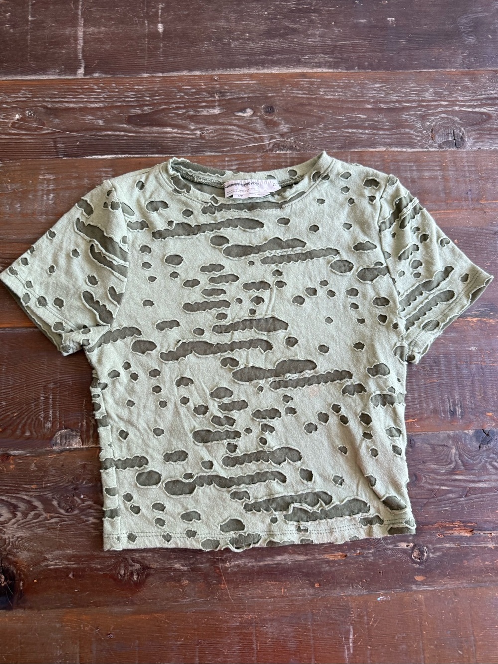 Urban Renewal Olive Green Distressed Crop Top
